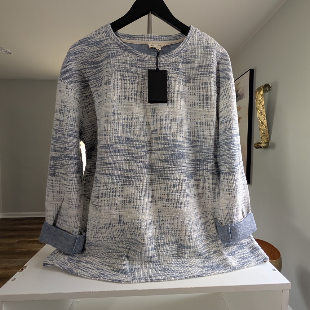 Jane and Delancey Blue and White Long Sleeve Top